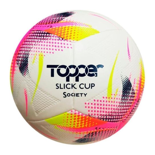 Bola de Futebol Campo Topper Slick Cup Branco e Rosa