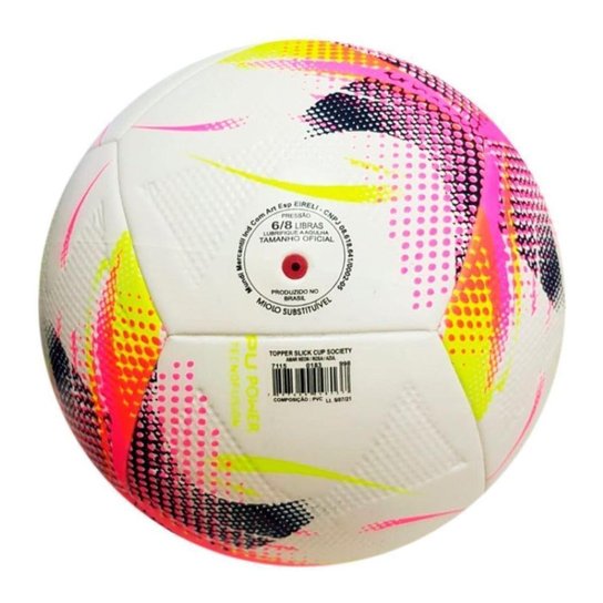 Bola de Futebol Campo Topper Slick Cup Branco e Rosa