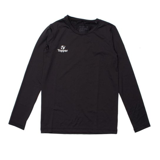 Camiseta Juvenil Topper Térmica Manga Longa Preto