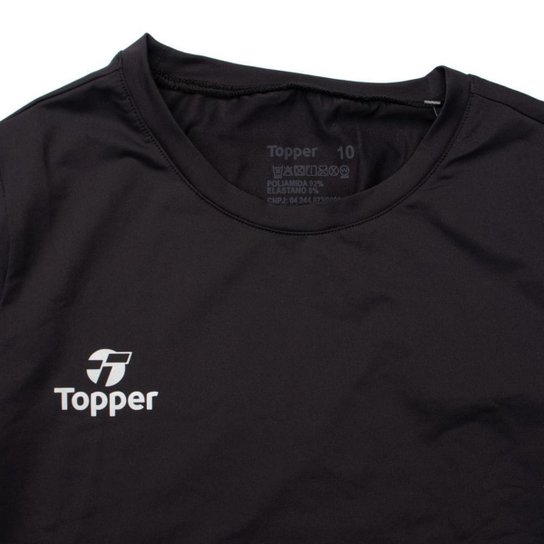 Camiseta Juvenil Topper Térmica Manga Longa Preto