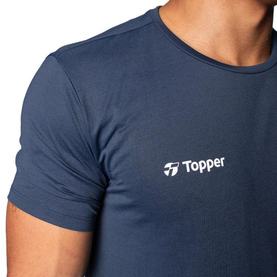 Camiseta Masculina Topper Treino Performance Mescla Marinho