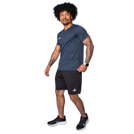 Camiseta Masculina Topper Treino Performance Mescla Marinho