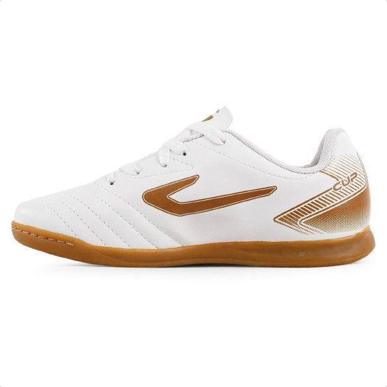 Chuteira Futsal Infantil Topper CUP VIII - Branco/Dourado