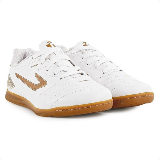 Chuteira Futsal Infantil Topper CUP VIII - Branco/Dourado