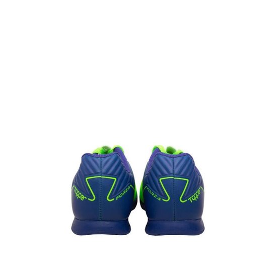 Chuteira Futsal Infantil Topper Forza II Azul e Verde Neon