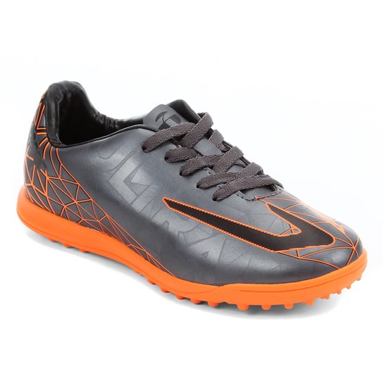Chuteira Society Juvenil Topper Ultra II - Chumbo+Laranja