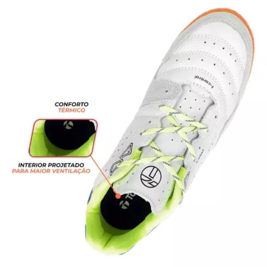 Chuteira Society Topper Dominator Pro V - Branco/Azul