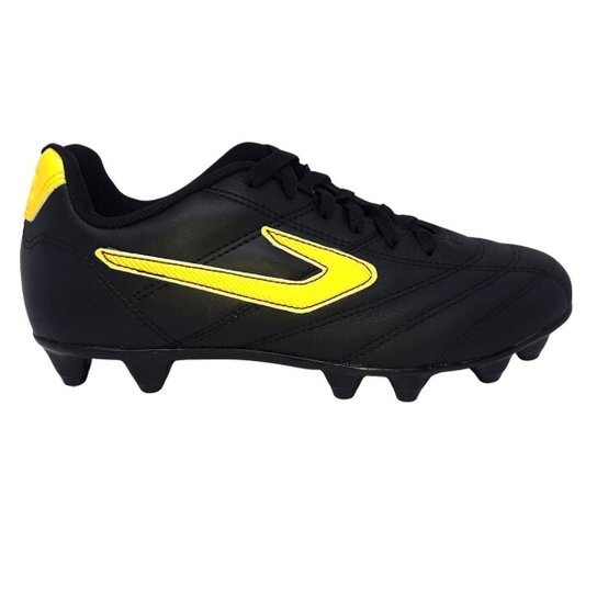 Chuteira Topper Campo Furia Preto Com Branco E Amarelo 41178