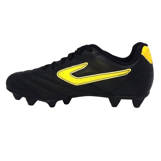 Chuteira Topper Campo Furia Preto Com Branco E Amarelo 41178