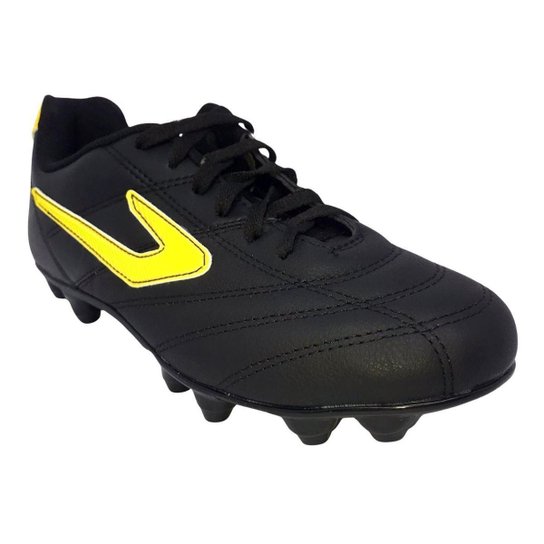 Chuteira Topper Campo Furia Preto Com Branco E Amarelo 41178