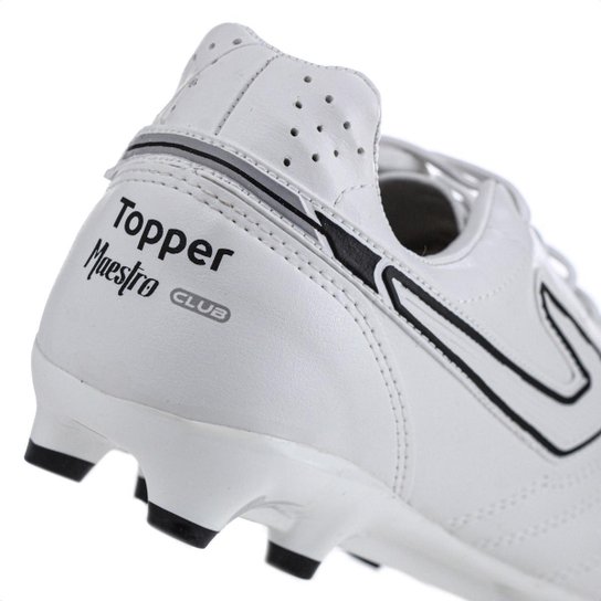 Chuteira Topper Campo Maestro Club V Branco e Preto - Masculino
