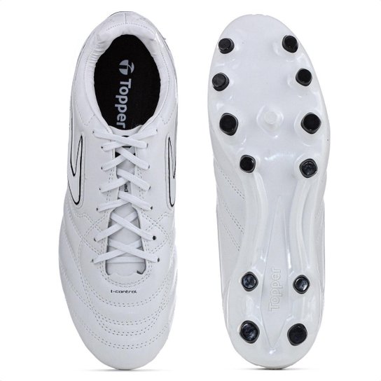 Chuteira Topper Campo Maestro Club V Branco e Preto - Masculino