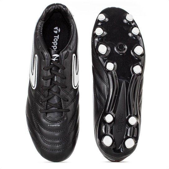 Chuteira Topper Campo Maestro Club V Preto Branco e Vermelho - Masculino