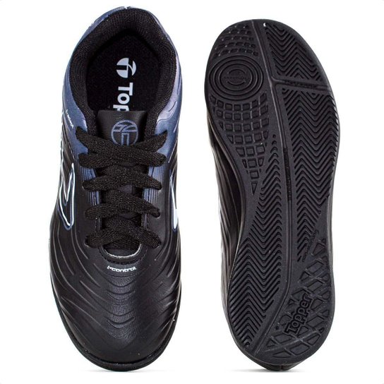 Chuteira Topper Futsal Forza III Preto Chumbo e Branco - Infantil