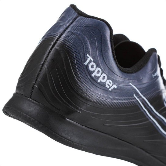Chuteira Topper Futsal Forza III Preto Chumbo e Branco - Masculino