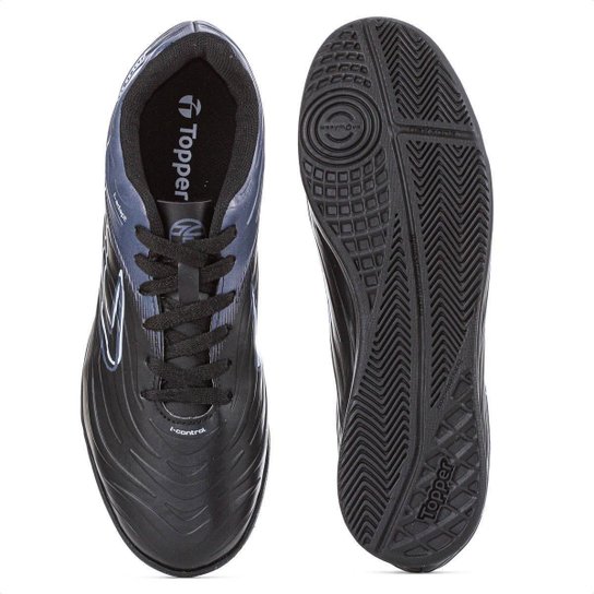 Chuteira Topper Futsal Forza III Preto Chumbo e Branco - Masculino