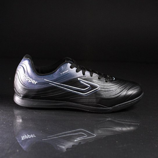 Chuteira Topper Futsal Forza III Preto Chumbo e Branco - Masculino