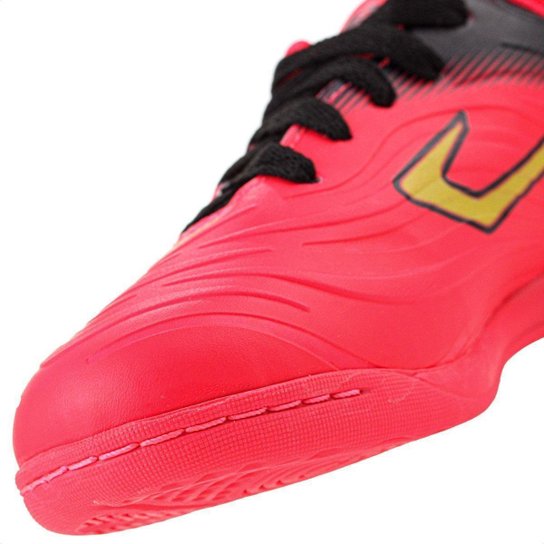 Chuteira Topper Futsal Forza III Rosa Preto e Amarelo - Infantil