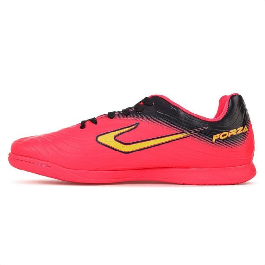 Chuteira Topper Futsal Forza III Rosa Preto e Amarelo - Masculino