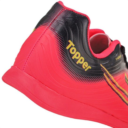 Chuteira Topper Futsal Forza III Rosa Preto e Amarelo - Masculino