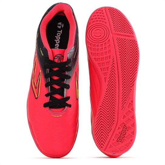 Chuteira Topper Futsal Forza III Rosa Preto e Amarelo - Masculino