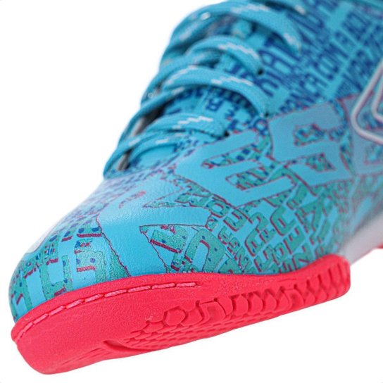 Chuteira Topper Futsal Resenha Azul Rosa e Branco - Infantil