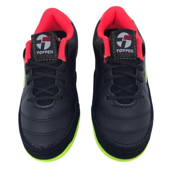 Chuteira Topper Para Futsal Titanium X Preto E Coral 40930