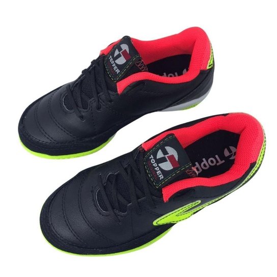 Chuteira Topper Para Futsal Titanium X Preto E Coral 40930