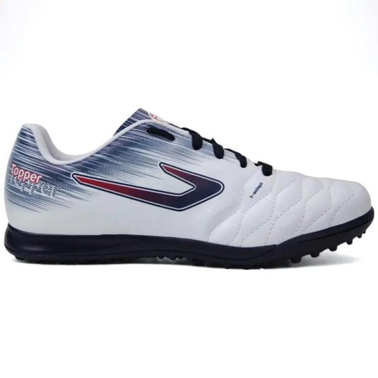 Chuteira Topper Society Flame Branco/Cinza