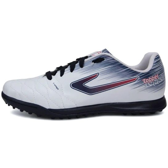 Chuteira Topper Society Flame Branco/Cinza