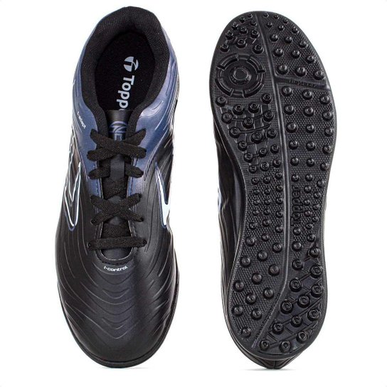 Chuteira Topper Society Forza III Preto Chumbo e Branco - Masculino