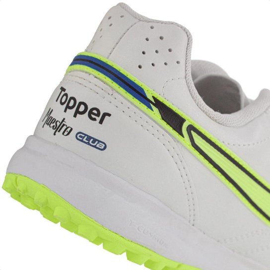 Chuteira Topper Society Maestro Club V Branco Verde e Cinza - Masculino