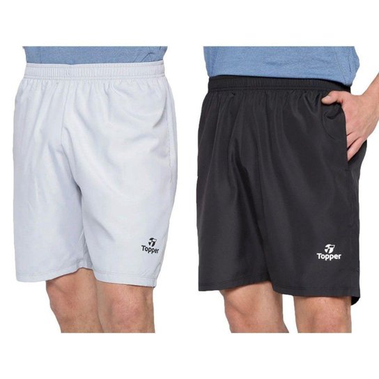 Kit 2 Bermudas Topper Classic New Masculina - Preto e Cinza M