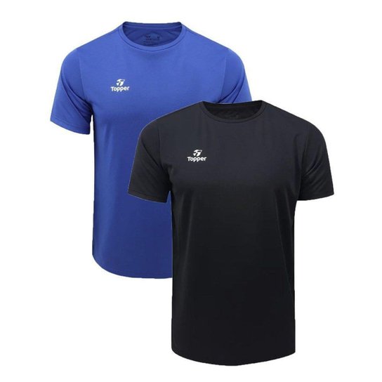 Kit 2 Camisetas Topper Classic New Masculina - Preto e Azul GG