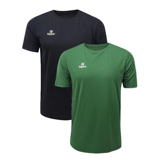 Kit 2 Camisetas Topper Fut Classic Juvenil - Preto e Verde 14