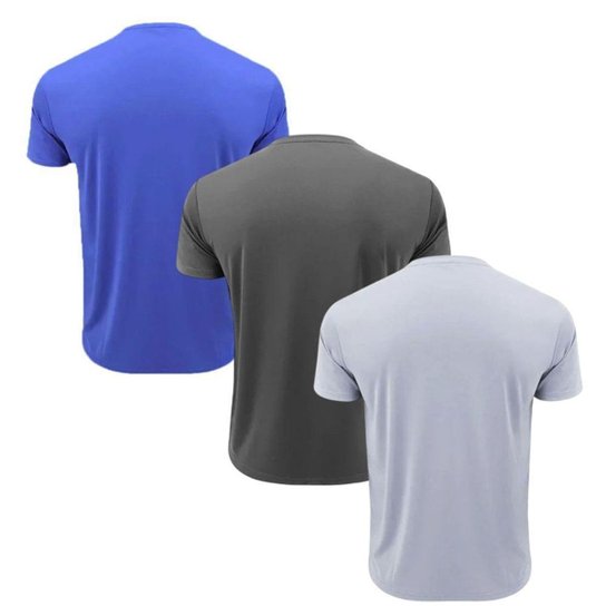 Kit 3 Camisetas Topper Faster Masculina - Azul e Cinza GG