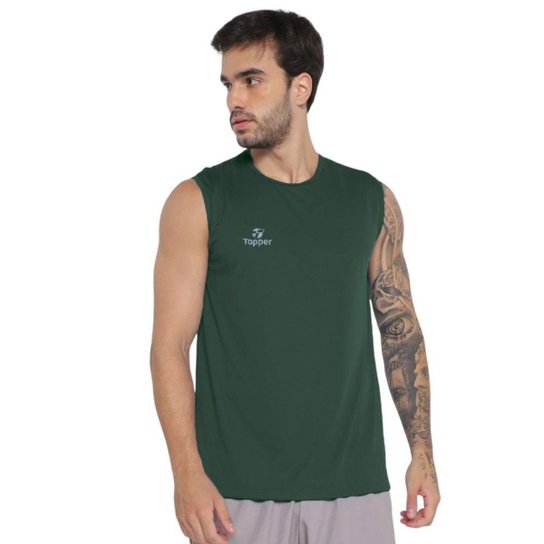 Regata Topper Treino Classic Masculina - Verde e Cinza P